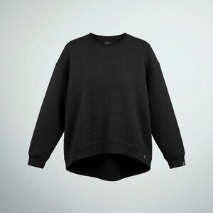 Nobull Quilted Pullover Sweatshirt Athletic Black Waffle Crew Neck Mens M